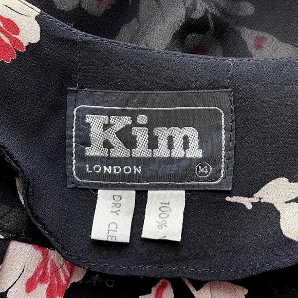 1970s-does-1930s Kim London British Boutique Floral Black Rayon Chiffon Jacket - Picture 6 of 7